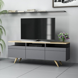 Comoda TV Salvador, Model Berlin, 150x52x35 cm, Antracit - Img 3