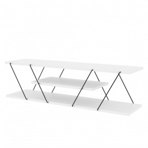 Comoda TV Salvador, Model Canaz, 120x33x30 cm, Alb/Negru - Img 3