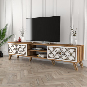 Comoda TV Salvador, Model Class, 180x44x35 cm, Nuc/Alb - Img 2