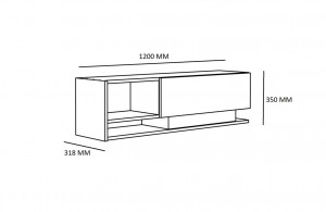 Comoda TV Salvador, Model Damla, 120x35x31.8 cm, Alb - Img 6