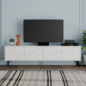 Comoda TV Salvador, Model Dune, 180x50x29.6 cm, Alb - Img 1