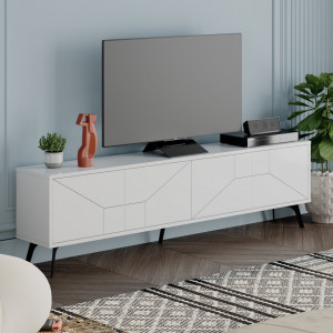 Comoda TV Salvador, Model Dune, 180x50x29.6 cm, Alb - Img 2