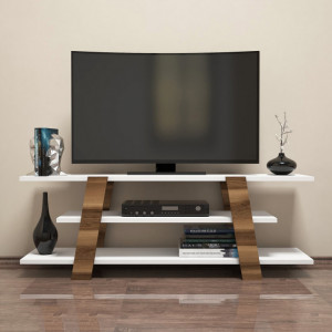 Comoda TV Salvador, Model Flower, 120x42x33.6 cm, Nuc/Alb - Img 2