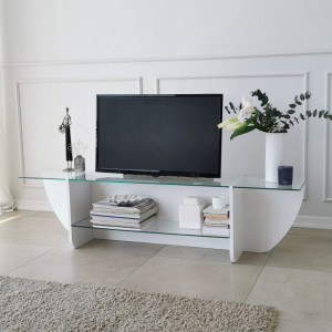 Comoda TV Salvador, Model Lily, 158x40x35 cm, Alb - Img 1