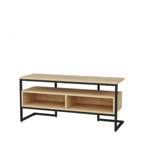 Comoda TV Salvador, Model Merrion, 110x49.9x35 cm, Negru/Stejar - Img 5