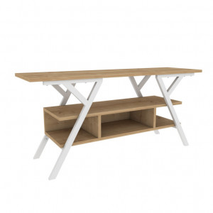 Comoda TV Salvador, Model Minerva, 120x55x35 cm, Alb/Stejar - Img 4