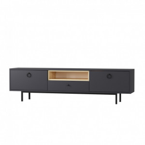 Comoda TV Salvador, Model Naturel, 180x48x35 cm, Antracit - Img 6