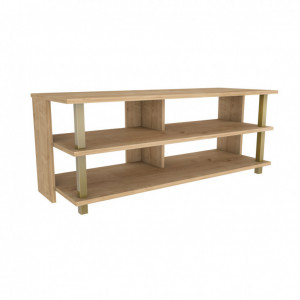 Comoda TV Salvador, Model Pueblo, 120x47.4x44.6 cm, Auriu/Stejar - Img 4