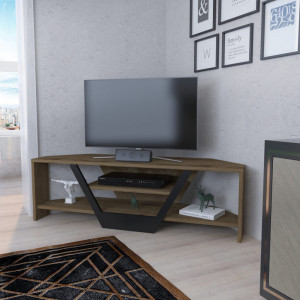 Comoda TV Salvador, Model Sares, 120x36.8x35 cm, StejarStejar/Negru - Img 3
