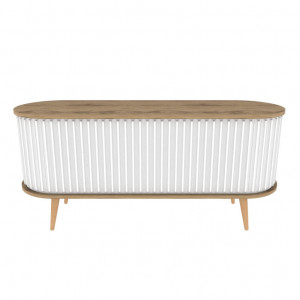 Comoda TV Salvador, Model Stor, 140x64x43 cm, Stejar/Alb - Img 2