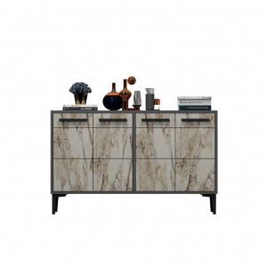 Comoda TV Salvador, Model Stria, 120x75x30 cm, Antracit/Multicolor - Img 5