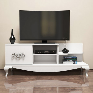 Comoda TV Salvador, Model Sultan, 130x50.6x45 cm, Alb - Img 2