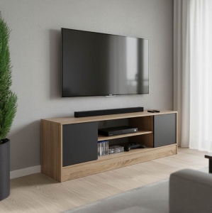 Comodă TV Sasa, stejar/gri, 120x35x41.5 cm