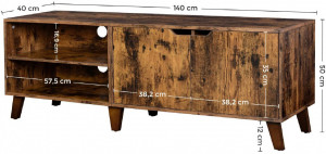 Comoda TV Vasagle, Model Burton, 140x40x45 cm, Maro Rustic - Img 5