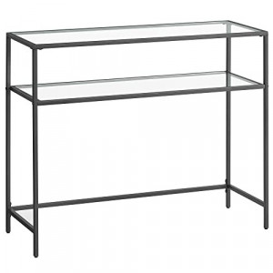 Consola Model Makai, Negru, 100x35x80 cm, rafturi sticla securizata - Img 2