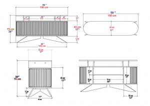 Consola Model Stor, Stejar/Alb, 150x43x75 cm - Img 8