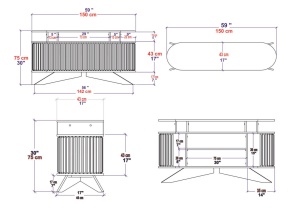 Consola Model Stor, Stejar/Alb, 150x43x75 cm - Img 9