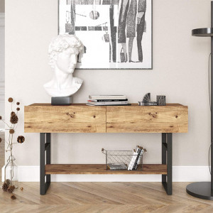 Consola Model Vien, Negru/Stejar, 139x43x75.5 cm - Img 3