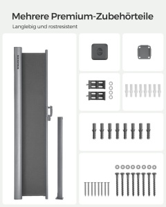 Copertina laterala, Songmics, 180 x 350 cm, Gri - Img 5