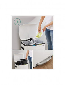 Cos de reciclare, Songmics, 2 x 20L, Alb, LTB40WT, Soft-Close - Img 4