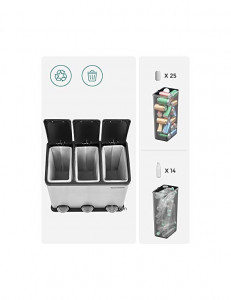 Cos de reciclare, Songmics, 54L, Silver+Black, LTB54L - Img 3
