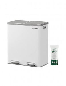 Cos pentru recilare dublu, Songmics, 2 x 30L, Alb, LTB60WT, 59 x 32 x 65 cm