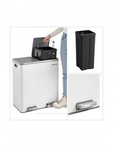 Cos pentru recilare dublu, Songmics, 2 x 30L, Alb, LTB60WT, 59 x 32 x 65 cm - Img 6