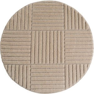 Covor Rotund VivaDeco Art V3, D120 cm, Bej, 100% Polipropilena, Fir 8 mm, 1900 g/mp, OEKO-TEX Standard 100 - Img 2