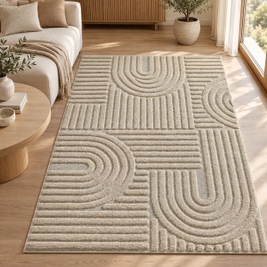 Covor tip Traversa VivaDeco Art V1, 60 x 110 cm, Bej, 100% Polipropilena, Fir 8 mm, 1900 g/mp, OEKO-TEX Standard 100 - Img 16