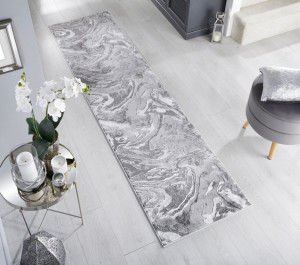 Covor traversă Marbled Argintiu 80X300 cm, Flair Rugs - Img 1