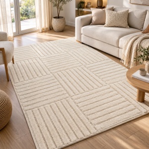 Covor VivaDeco Art V3, 280 x 370 cm, Crem, 100% Polipropilena, Fir 8 mm, 1900 g/mp, OEKO-TEX Standard 100