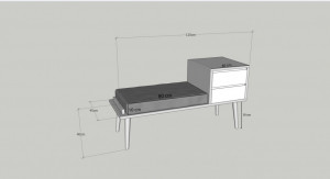 Cuier cu bancuta Model Rino, Gri/Nuc, 120x45x40 cm - Img 5