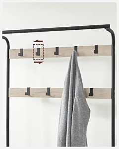 Cuier cu bancuta si suport pantofi Model Welch, Negru/Ivoire, 183x84x33.7 cm - Img 7