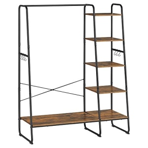 Cuier cu rafturi Model Dougherty, Negru, 120×45×160 cm - Img 2