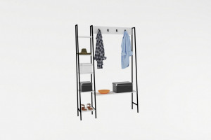 Cuier cu rafturi Model Marken, Alb/Negru, 120x30x180 cm - Img 3