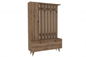 Cuier de hol cu dulap Model Lala, Nuc, 112x35x170 cm - Img 3