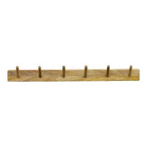 Cuier de perete Hokkie, Lemn masiv de acacia, Natural, 60x11x10 cm - Img 2