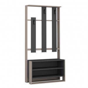 Cuier hol cu dulap Model Chester, Antracit/Mocha, 90x36x180 cm - Img 2