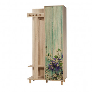 Cuier hol cu dulap Model Garmanto, Stejar sonoma/Multicolor, 90x36x194 cm - Img 5