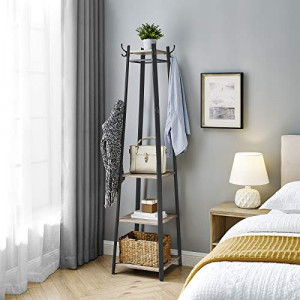 Cuier tip pom cu rafturi Model Newton, Bej/Negru, 43x43x180 cm - Img 3
