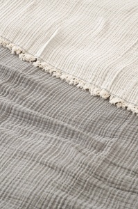 Cuvertura pentru Pat Dublu Model Muslin Grey v2 - Img 2