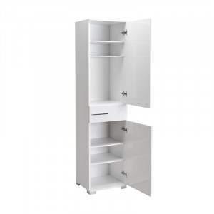 Dulap cu sertar si 2 compartimente Chad alb lucios 45x40x188cm - Img 2