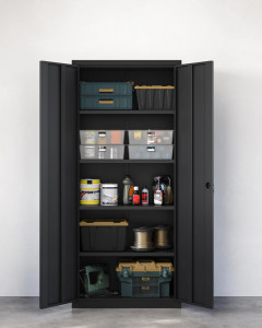 Dulap de depozitare din metal, Songmics, Negru, 80x40x180 cm - Img 5
