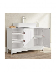 Dulap de depozitare pentru chiuveta, Vasagle, 2 usi, Alb, 90 x 30 x 60 cm - Img 6