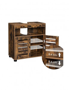 Dulap de depozitare pentru chiuveta, Vasagle, 2 usi, Maro Rustic, 60 x 30 x 63 cm - Img 5