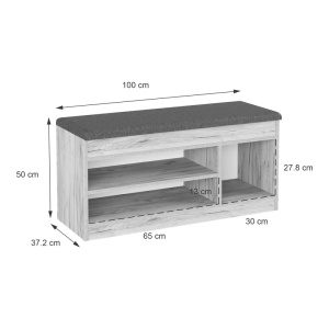 Dulap de pantofi Scarpiera, natural/antracit, 57.2x35.5x185.6 cm - Img 7