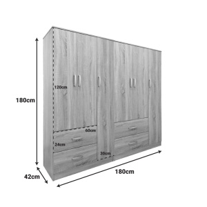 Dulap haine Lego, stejar sonoma, 180x42x180 cm - Img 5