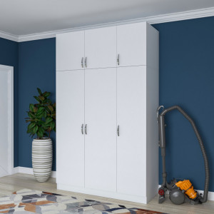 Dulap haine Model BA104, Alb, 145x55x239 cm - Img 6