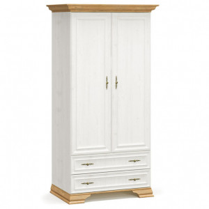 Dulap haine Model Jaden, Alb antichizat/Stejar auriu, 101x62x197.5 cm - Img 1