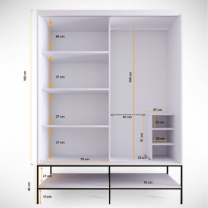 Dulap haine Model Martin, Alb, 150x57x200 cm - Img 10